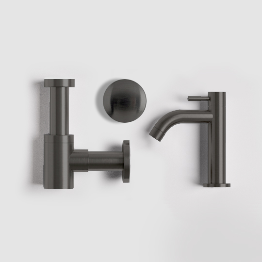 Clou InBe set t.b.v. InBe fonteinen gunmetal geborsteld PVD